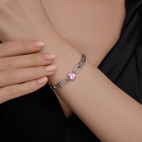 Браслет из серебра с фианитом