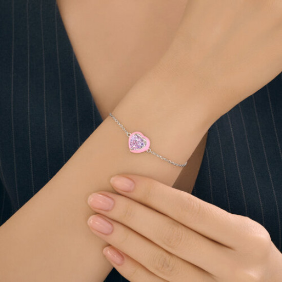 Браслет из серебра с фианитом и эмалью