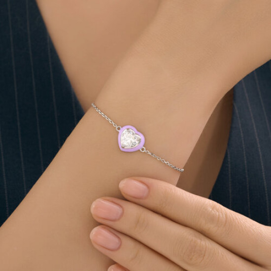 Браслет из серебра с фианитом и эмалью