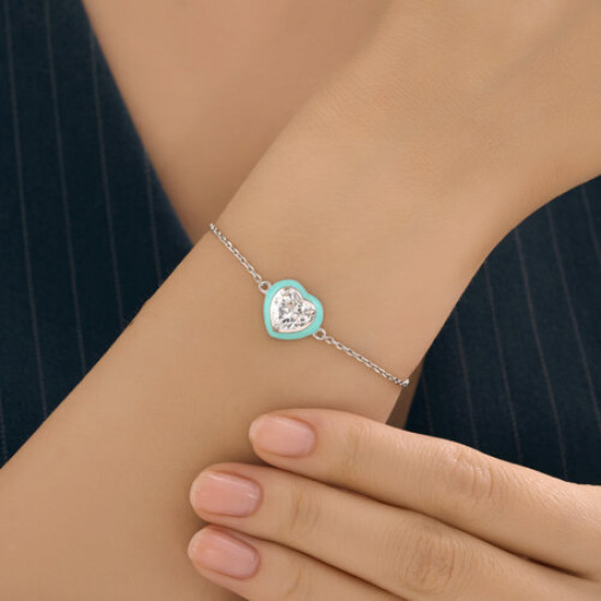 Браслет из серебра с фианитом и эмалью