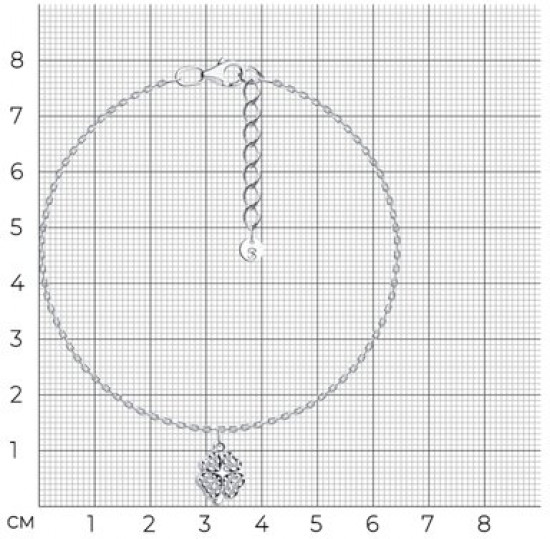Браслет на ногу из серебра с фианитами