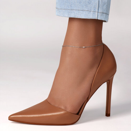 Браслет на ногу из серебра с фианитами