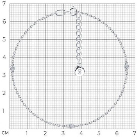 Браслет на ногу из серебра с фианитами