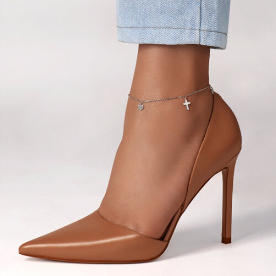 Браслет на ногу из серебра с фианитами