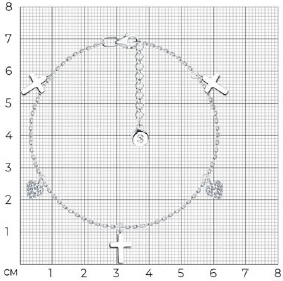 Браслет на ногу из серебра с фианитами