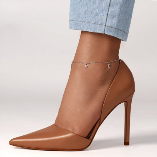 Браслет на ногу из серебра с фианитами