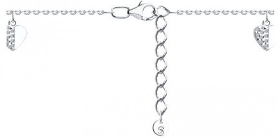 Браслет на ногу из серебра с фианитами