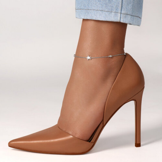 Браслет на ногу из серебра с фианитами