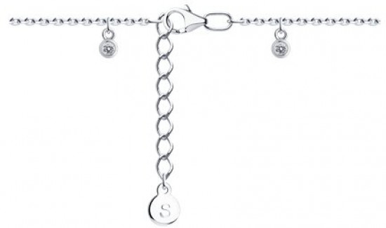 Браслет на ногу из серебра с фианитами