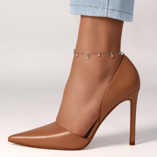 Браслет на ногу из серебра с фианитами