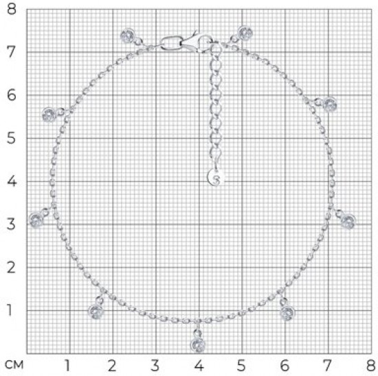 Браслет на ногу из серебра с фианитами