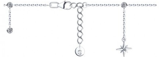 Браслет на ногу из серебра с фианитами