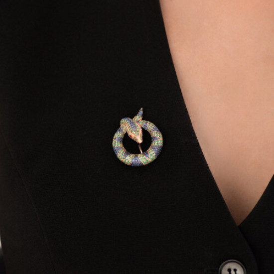 Брошь из серебра с фианитами