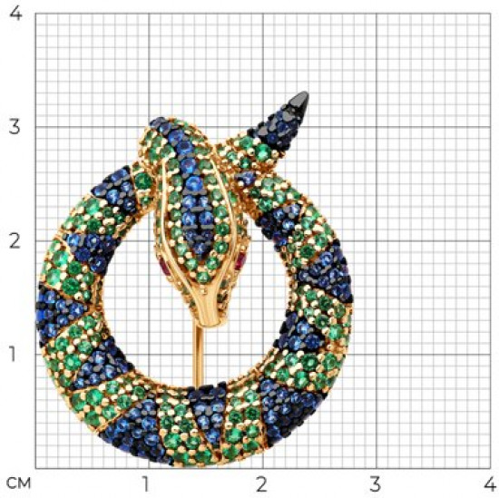 Брошь из серебра с фианитами