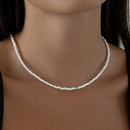 Колье из серебра с синтетическим жемчугом