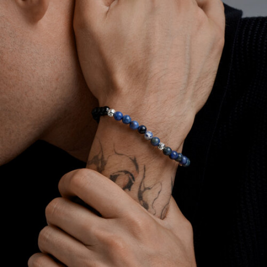 Браслет из серебра с поделочными вставками