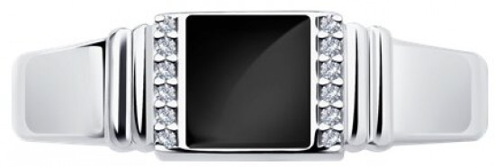 Печатка из серебра с эмалью с фианитами