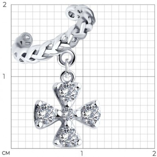 Серьга из серебра с фианитами