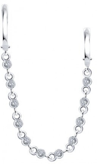 Серьга из серебра с фианитами