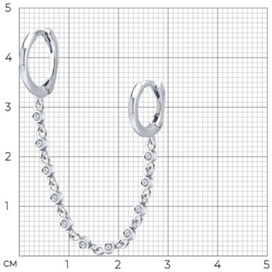 Серьга из серебра с фианитами
