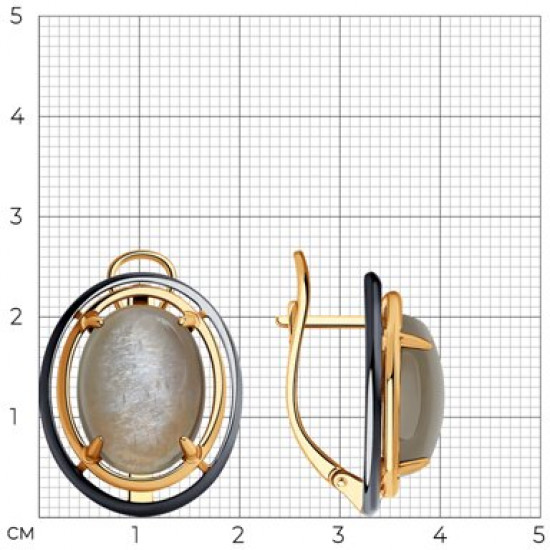 Серьга из серебра с луннными камнями