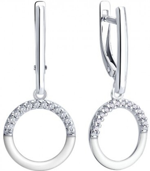 Серьги из серебра с фианитами и эмалью