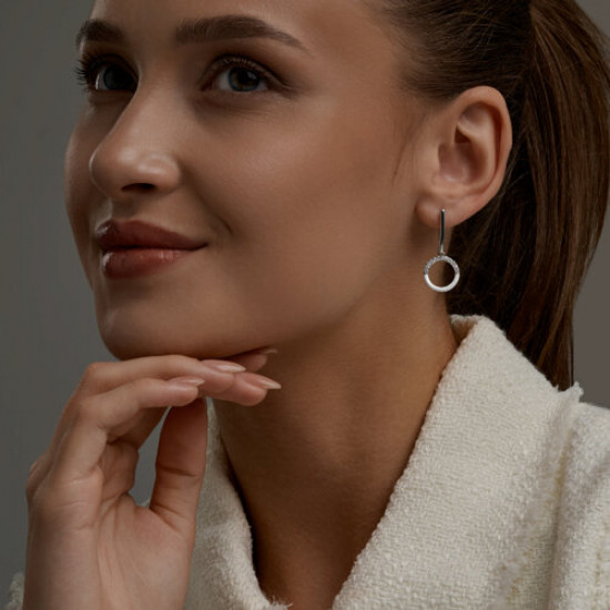 Серьги из серебра с фианитами и эмалью