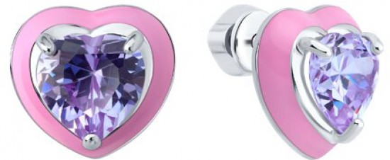 Серьги из серебра с фианитами и эмалью