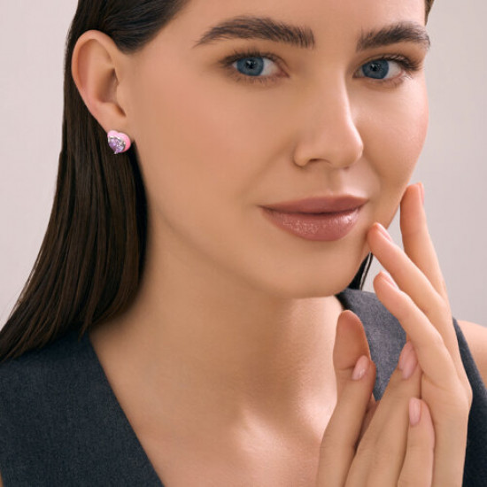 Серьги из серебра с фианитами и эмалью