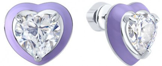 Серьги из серебра с фианитами и эмалью