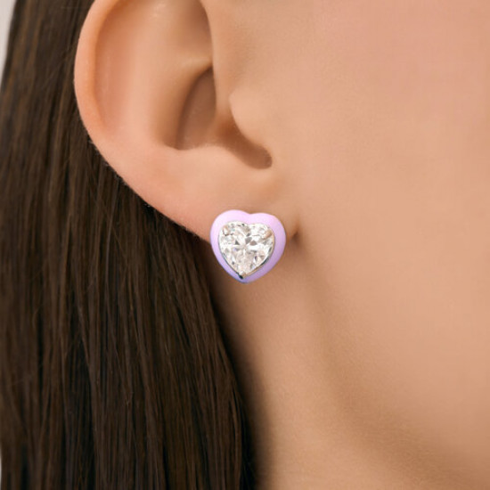 Серьги из серебра с фианитами и эмалью