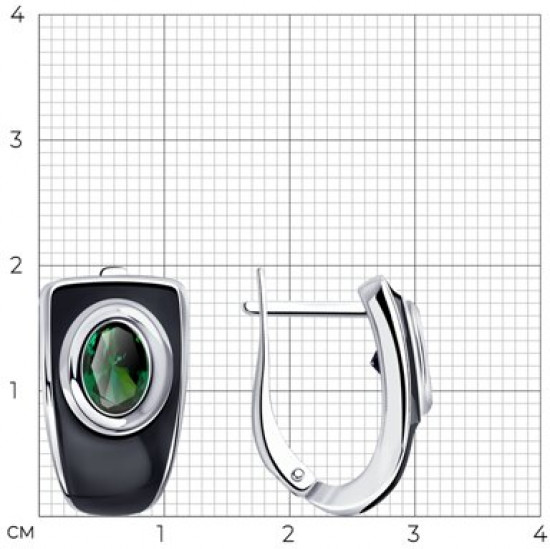 Серьги из серебра с эмалью и ситалами синтетическими