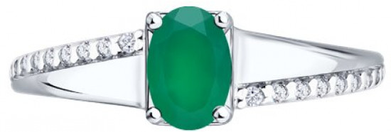 Кольцо из  серебра с агатом и фианитами