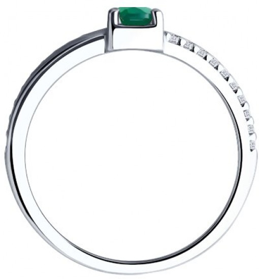 Кольцо из  серебра с агатом и фианитами