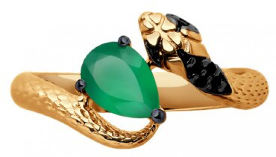 Кольцо из серебра с агатом и фианитами