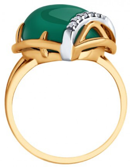 Кольцо из серебра с агатом и фианитами