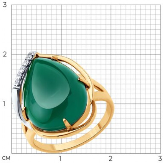 Кольцо из серебра с агатом и фианитами