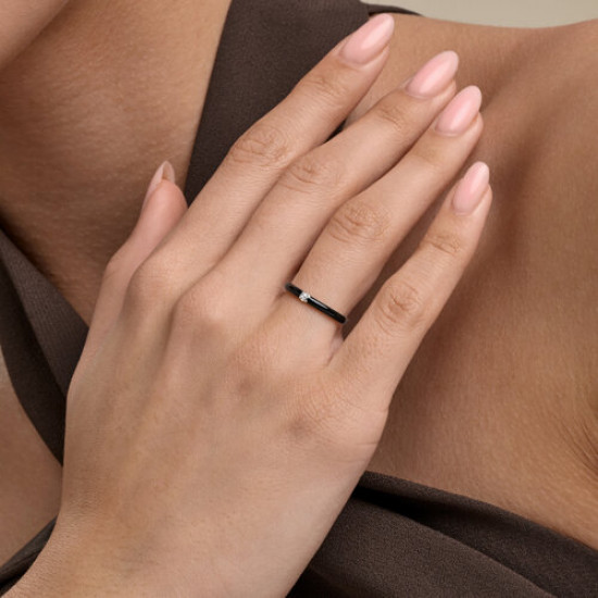 Кольцо из серебра с бриллиантами и эмалью