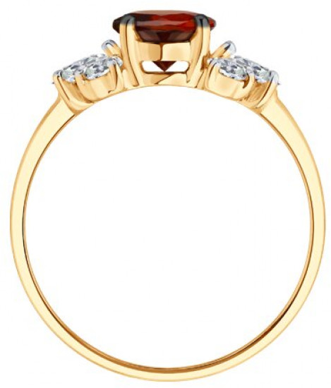 Кольцо из серебра с гранатом и фианитами