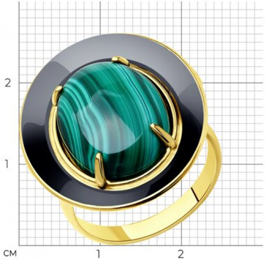 Кольцо из серебра с малахитом