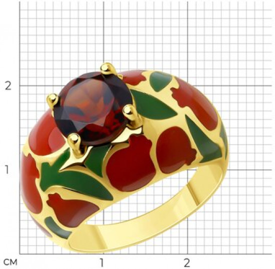 Кольцо из серебра с ситаллом и эмалью