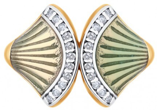 Кольцо из серебра с фианитами и эмалью