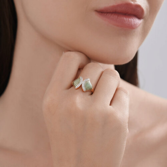 Кольцо из серебра с фианитами и эмалью