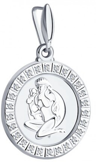 Подвеска знак зодиака из серебра с фианитами