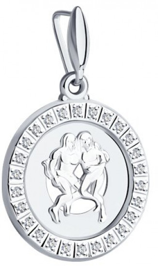 Подвеска знак зодиака из серебра с фианитами