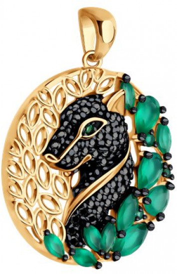 Подвеска из серебра с агатами и фианитами