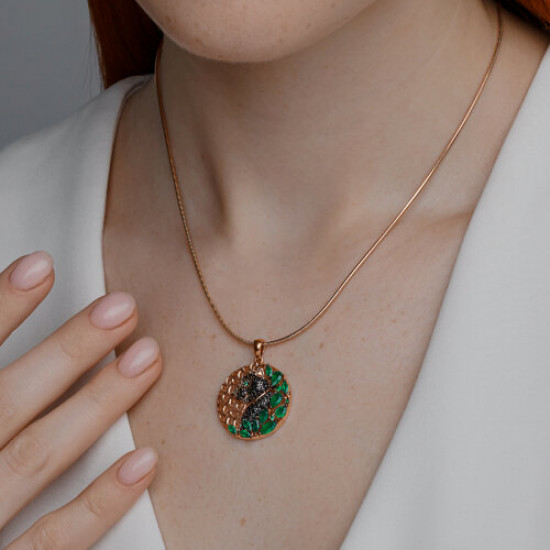 Подвеска из серебра с агатами и фианитами