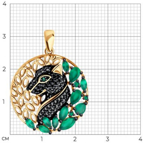 Подвеска из серебра с агатами и фианитами