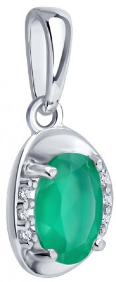 Подвеска из серебра с агатом и фианитами