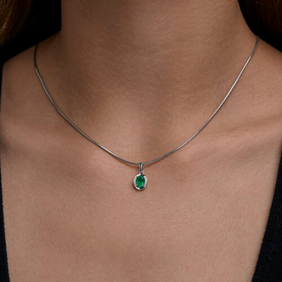 Подвеска из серебра с агатом и фианитами